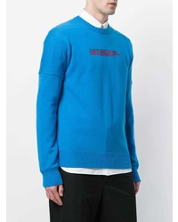 Pull à col rond brodé bleu Calvin Klein 205W39nyc