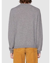 Pull à col rond brodé gris Gucci