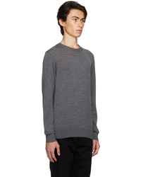 Pull à col rond brodé gris Lanvin