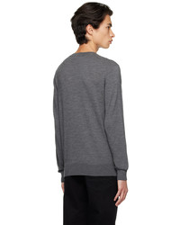 Pull à col rond brodé gris Lanvin