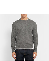 Pull à col rond brodé gris Polo Ralph Lauren