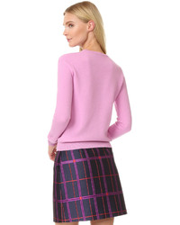 Pull à col rond brodé rose Carven