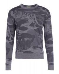 Pull à col rond camouflage gris foncé Versace