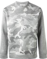 Pull à col rond camouflage gris