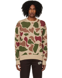 Pull à col rond camouflage marron clair