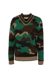 Pull à col rond camouflage marron Burberry