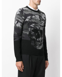 Pull à col rond camouflage noir Philipp Plein