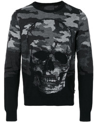 Pull à col rond camouflage noir Philipp Plein