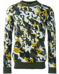 Pull à col rond camouflage olive Alexander McQueen