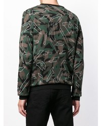 Pull à col rond camouflage olive Les Hommes Urban