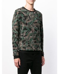 Pull à col rond camouflage olive Les Hommes Urban