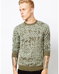 Pull à col rond camouflage olive Fred Perry Laurel Wreath