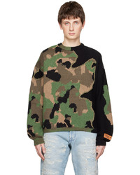 Pull à col rond camouflage olive Heron Preston