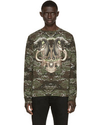 Pull à col rond camouflage olive Marcelo Burlon County of Milan
