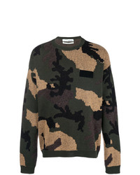 Pull à col rond camouflage olive Off-White
