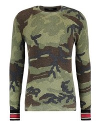 Pull à col rond camouflage olive Replay