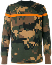 Pull à col rond camouflage olive Sacai
