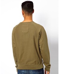 Pull à col rond camouflage olive Solid