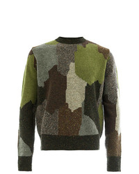 Pull à col rond camouflage olive Stella McCartney
