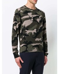 Pull à col rond camouflage olive Valentino