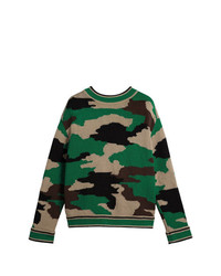 Pull à col rond camouflage vert Burberry