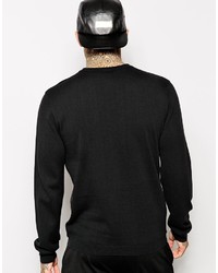 Pull à col rond en cuir noir Asos