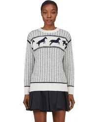 Pull à col rond en jacquard blanc Band Of Outsiders