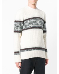 Pull à col rond en jacquard blanc Woolrich