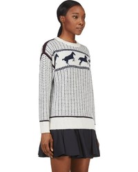 Pull à col rond en jacquard blanc Band Of Outsiders