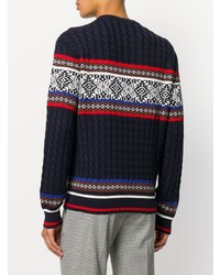 Pull à col rond en jacquard bleu marine MSGM