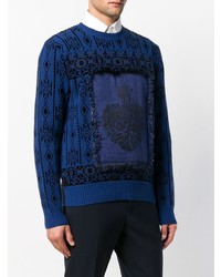 Pull à col rond en jacquard bleu Etro