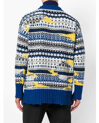 Pull à col rond en jacquard bleu MSGM