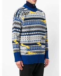 Pull à col rond en jacquard bleu MSGM