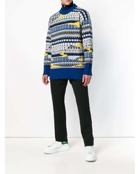 Pull à col rond en jacquard bleu MSGM