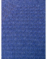 Pull à col rond en mohair en tricot bleu Stella McCartney