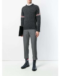 Pull à col rond en mohair gris foncé Thom Browne