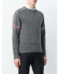 Pull à col rond en mohair gris foncé Thom Browne