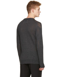 Pull à col rond en mohair gris foncé Maison Margiela