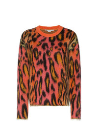 Pull à col rond en mohair imprimé léopard multicolore Stella McCartney
