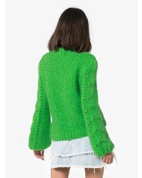 Pull à col rond en mohair vert Ganni