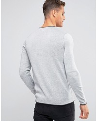 Pull à col rond en tricot blanc Selected