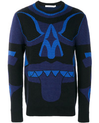 Pull à col rond en tricot bleu marine Givenchy