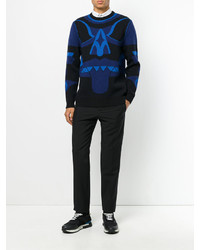 Pull à col rond en tricot bleu marine Givenchy