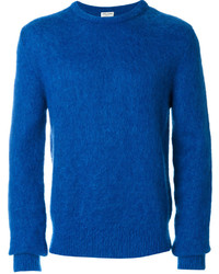 Pull à col rond en tricot bleu Saint Laurent
