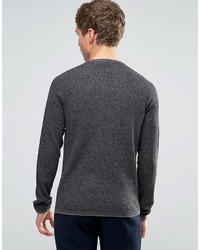 Pull à col rond en tricot gris foncé Selected