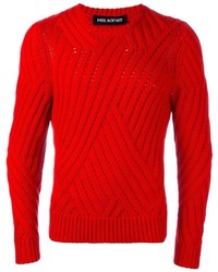 Pull à col rond en tricot rouge