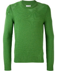 Pull à col rond en tricot vert