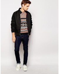 Pull à col rond géométrique marron clair Asos