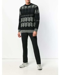 Pull à col rond géométrique noir Junya Watanabe MAN