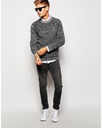 Pull à col rond gris foncé Asos